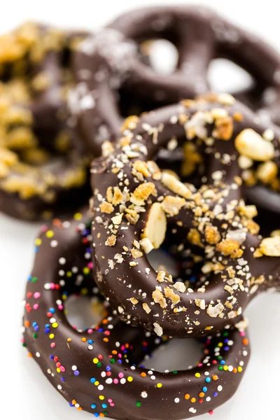 Pretzel ricoperti di cioccolato — Foto Stock