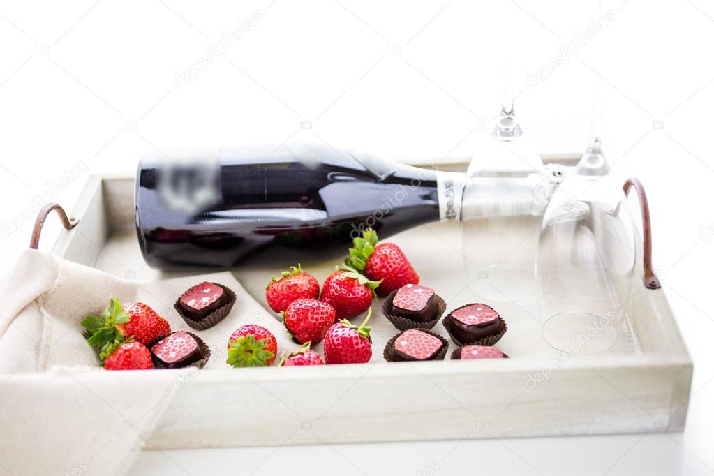 Strawberries and champaigne chocolate truffles.