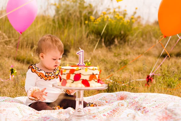 Baby meisje verjaardagspartij — Stockfoto