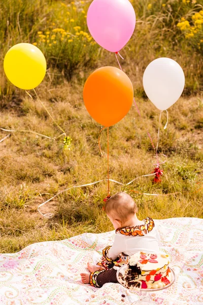 Baby Mädchen Geburtstagsparty — Stockfoto