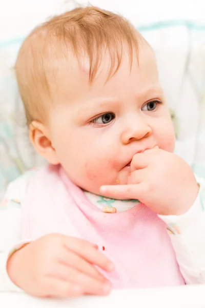 Baby girl eating — Stock Photo, Image