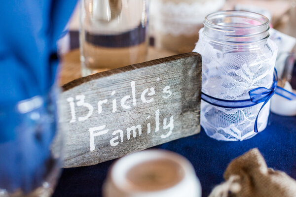 Banquet hall decorated for wedding