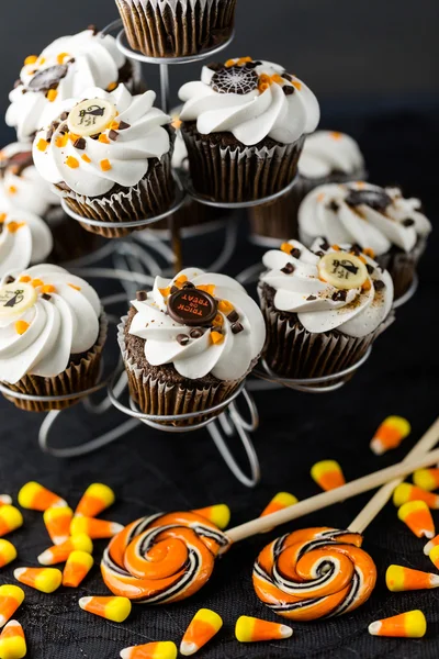 Chocolate Halloween cupcakes Royalty Free Stock Photos