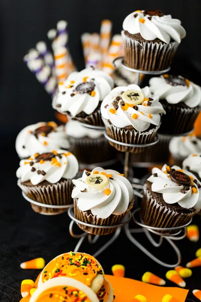 Chocolate Halloween cupcakes Stock Photo