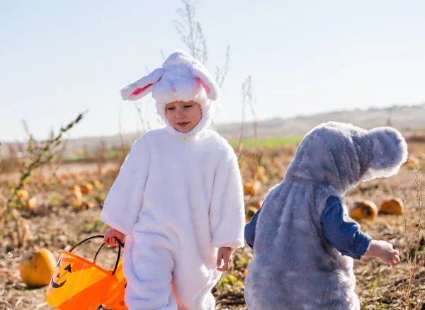 Niedliche Kinder in Halloween-Kostümen — Stockfoto