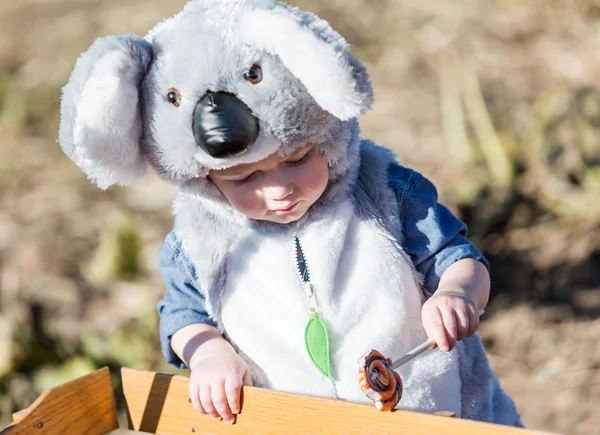 Schattige jongen in Halloween kostuum — Stockfoto