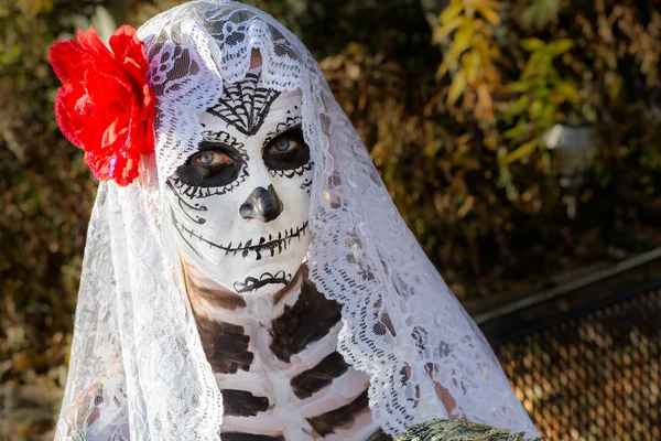 Woman with dead bride make up at Halloween — Stock Photo, Image