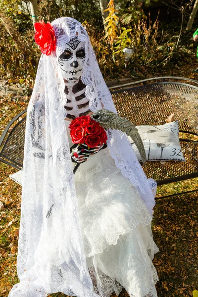 Woman with dead bride make up at Halloween — Stock Photo, Image