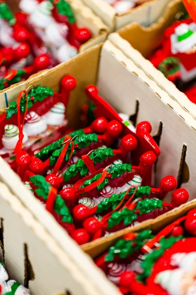 Christmas decorations in boxes — Stock Photo, Image