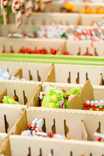 Christmas decorations in boxes — Stock Photo, Image