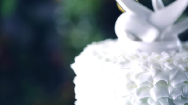 Pastel de boda bellamente decorado — Vídeos de Stock