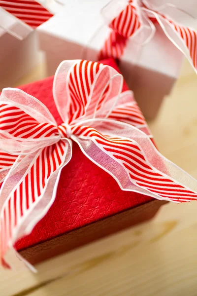 Red and white Chtistmas gifts — Stock Photo, Image