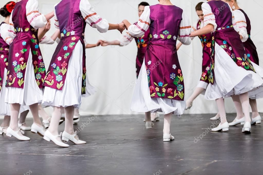 Kids dancing tradition Russian folk dances