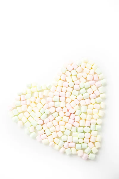 Marshmallows in shape of heart — Stock Photo, Image