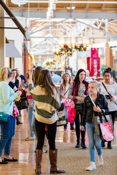 Tipico centro commerciale nordamericano su Venerdì nero shopping — Foto Stock