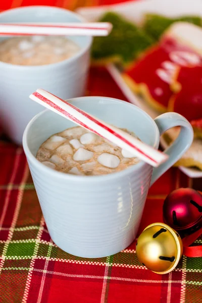 Hot chocolate garnished with small white marshmallows — Stock Photo, Image