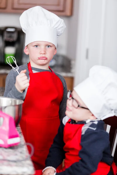 Little boys Making cookies — Stock Photo, Image