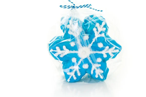 Biscotti blu a forma di fiocchi di neve — Foto Stock