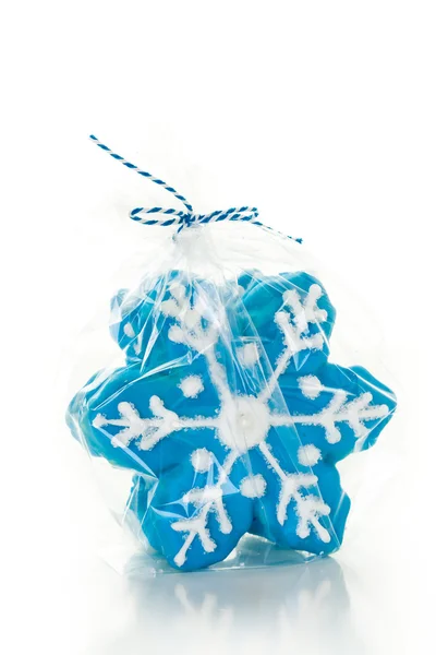 Biscotti blu a forma di fiocchi di neve — Foto Stock