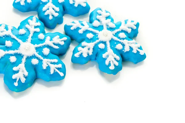 Biscotti blu a forma di fiocchi di neve — Foto Stock