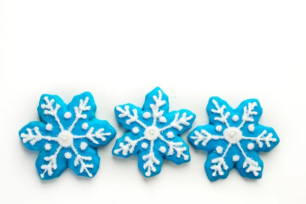 Biscotti blu a forma di fiocchi di neve — Foto Stock