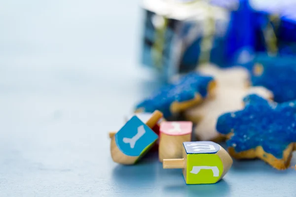 Hanukkah white and blue stars hand frosted sugar cookies — Stock Photo, Image