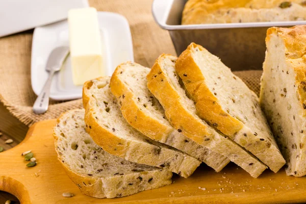 Artisan sourdough seeded bread — Stock Photo, Image