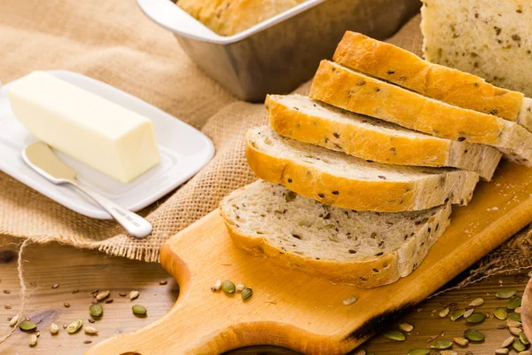 Artisan sourdough seeded bread — Stock Photo, Image