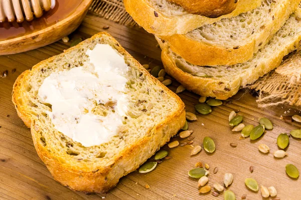 Artisan sourdough seeded bread — Stock Photo, Image