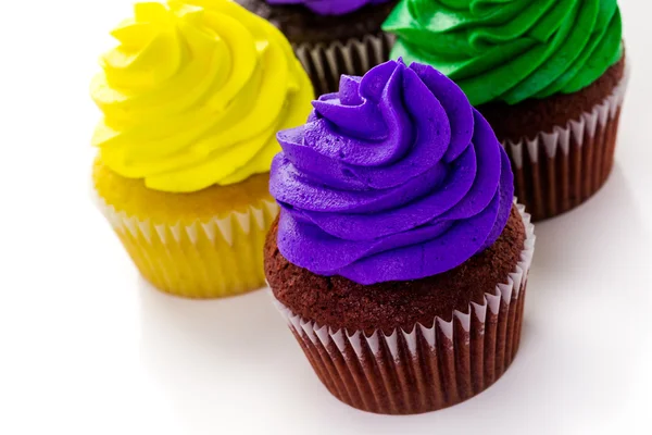 Cupcakes decorated with bright color icing — Stock Photo, Image