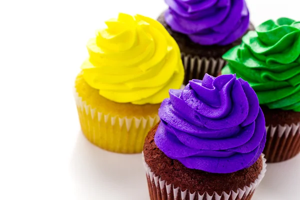 Cupcakes decorated with bright color icing — Stock Photo, Image