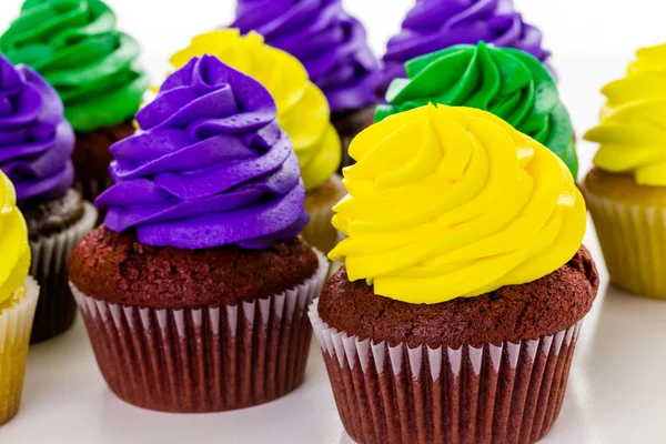Cupcakes decorated with bright color icing — Stock Photo, Image
