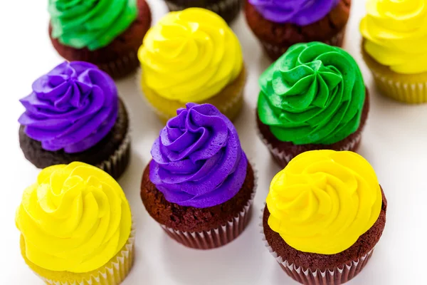 Cupcakes decorated with bright color icing — Stock Photo, Image