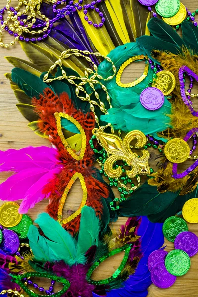 Mardi Gras dekoracje stołu — Zdjęcie stockowe