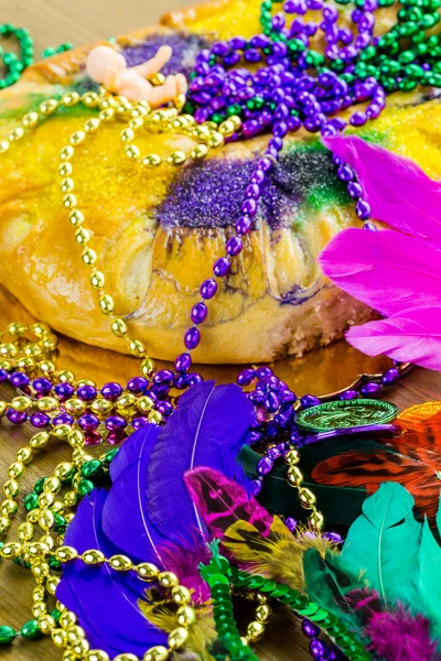 Koning taart dicht voor Mardi Gras — Stockfoto