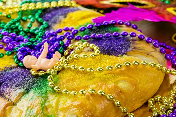 King cake close up pour Mardi Gras — Photo