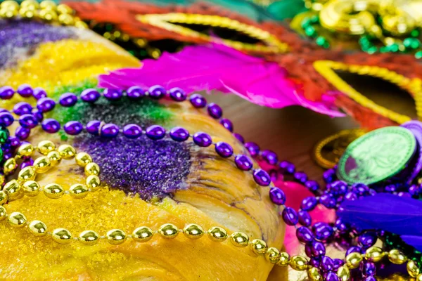 King cake close up for Mardi Gras — Stock Photo, Image