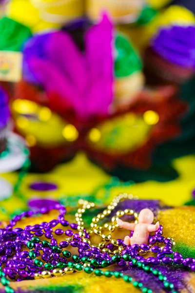 King cake close up for Mardi Gras — Stock Photo, Image