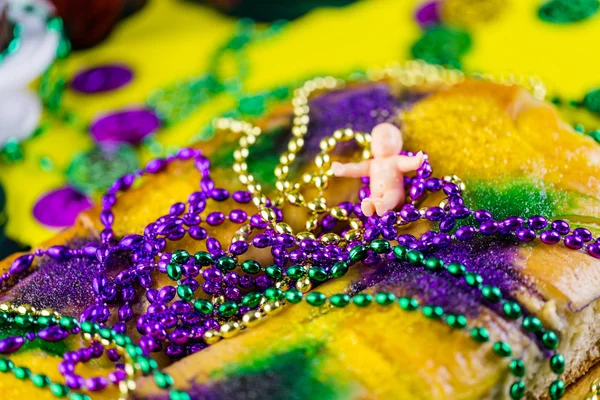 Βασιλόπιτα κοντά επάνω για Mardi Gras — Φωτογραφία Αρχείου