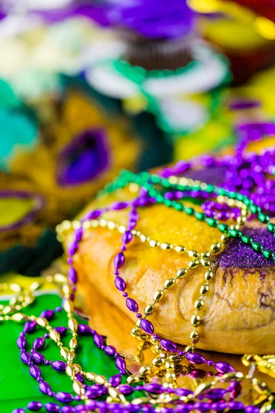 Königstorte aus nächster Nähe für Mardi Gras — Stockfoto