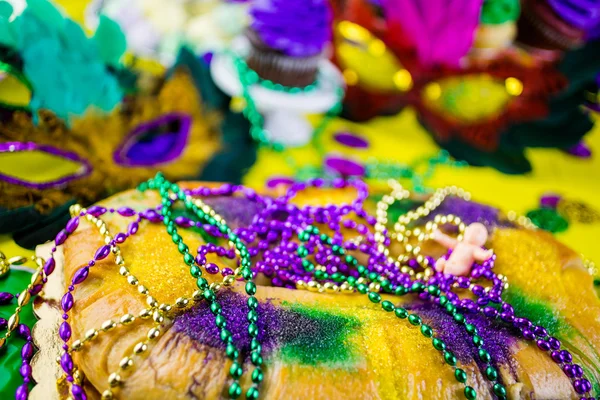 King cake close up pour Mardi Gras — Photo