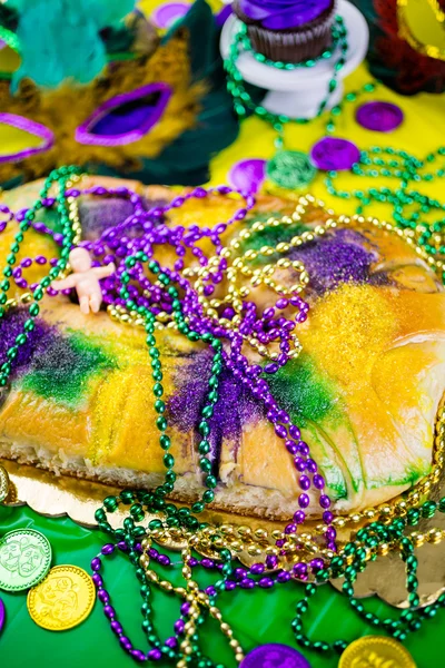 King cake close up pour Mardi Gras — Photo