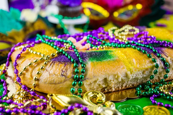 King cake close up for Mardi Gras — Stock Photo, Image