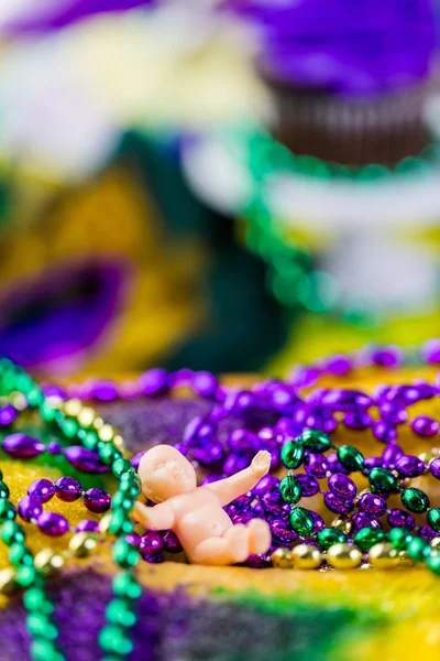 King cake close up for Mardi Gras — Stock Photo, Image