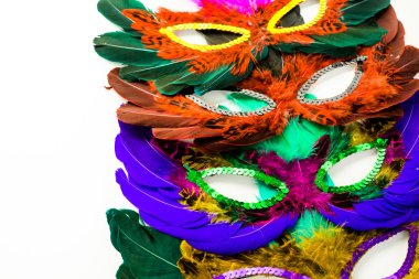 Çok renkli süslemeleri, Mardi Gras için yüz maskesi