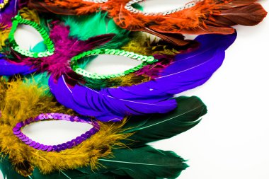 Çok renkli süslemeleri, Mardi Gras için yüz maskesi