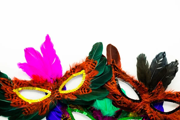 Decorações multicoloridas, máscaras faciais para Mardi Gras — Fotografia de Stock