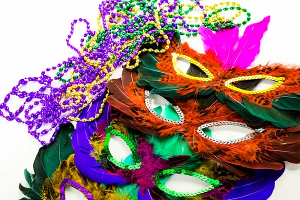 Wielobarwny dekoracje, maski na twarz dla Mardi Gras — Zdjęcie stockowe