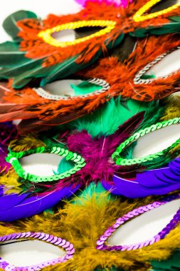 Çok renkli süslemeleri, Mardi Gras için yüz maskesi