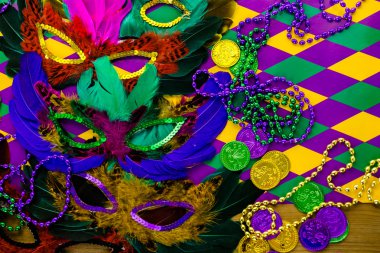 Mardi Gras partisi için çok renkli süslemeleri